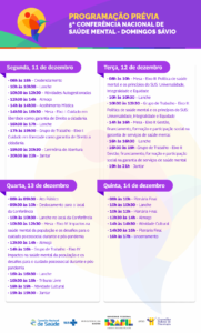 Confira a programação preliminar da 5ª Conferência Nacional de Saúde Mental Domingos Sávio