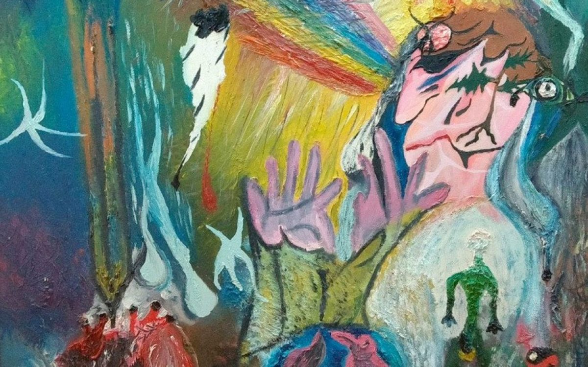 Fragmento de “O Rio que Corre” (1990). Pintura de José Alberto de Almeida, do Museu das Imagens do Inconsciente.