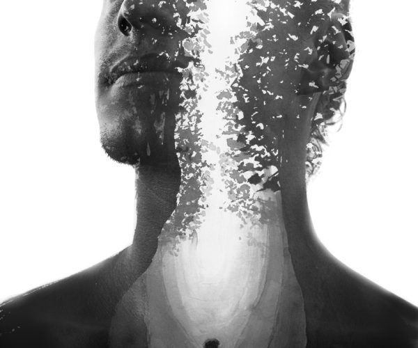 Paintography. Portrait combined with hand drawn ink